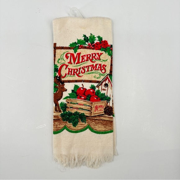Vintage Cecil Saydah Kitchen Hand Dish Towel Country Christmas Classic Holidays - Picture 1 of 6